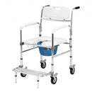 Aluminum Medical Transport Commode Wheelchair Shower Chair -White