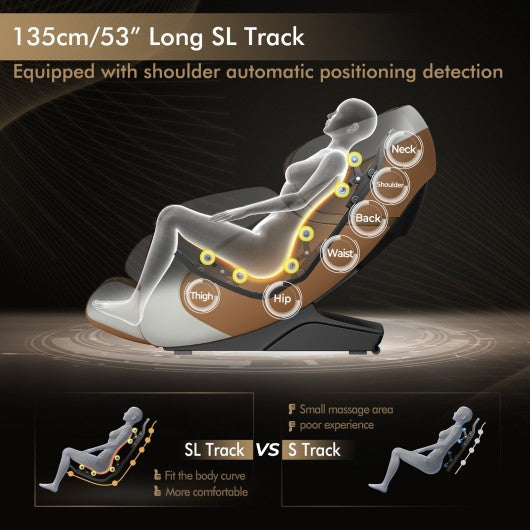 Full Body Zero Gravity Massage Chair Recliner with SL Track-Coffee