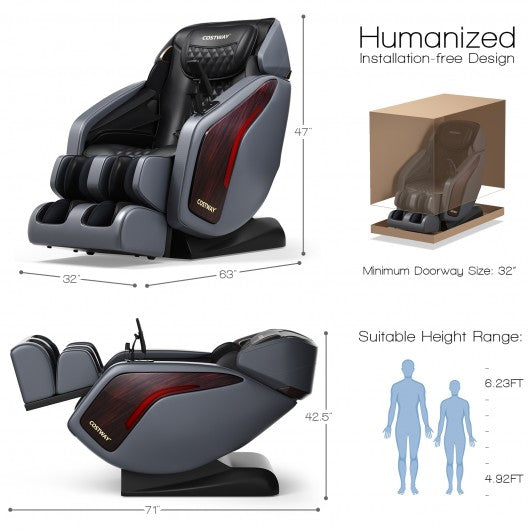 3D SL Track Thai Stretch Zero Gravity Full Body Massage Chair Recliner-Black