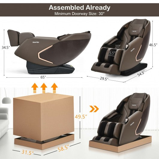 Full Body Zero Gravity Massage Chair with SL Track Heat Installation-free-Brown
