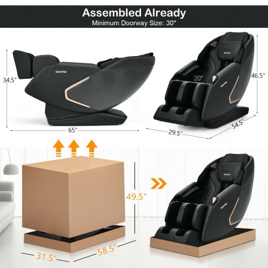 Full Body Zero Gravity Massage Chair with SL Track Heat Installation-free-Black