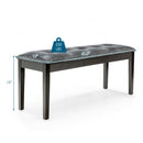 Upholstered Dining Room PU Bench Solid Wood Button Tufted-Gray