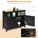 Kitchen Buffet Server Sideboard Storage Cabinet with 2 Doors and Shelf-Black
