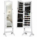 Mirrored Jewelry Cabinet Storage with Drawer and Led Lights-White