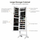 Mirrored Jewelry Cabinet Storage with Drawer and Led Lights-White