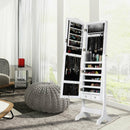 Mirrored Jewelry Cabinet Storage with Drawer and Led Lights-White