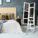 Attractive Rectangle Mirrored Jewelry Cabinet-White