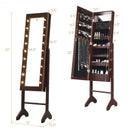 Mirrored Jewelry Cabinet Armoire Organizer w- LED lights-Brown