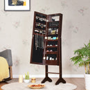 Mirrored Jewelry Cabinet Armoire Organizer w- LED lights-Brown