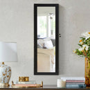 Lockable Wall Door Mounted Mirror Jewelry Cabinet w-LED Lights-Black