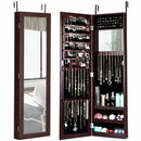 Wall Door Mounted Mirrored Jewelry Cabinet Storage Organizer-Coffee