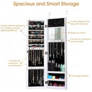Wall Door Mounted Mirrored Jewelry Cabinet Storage Organizer-White