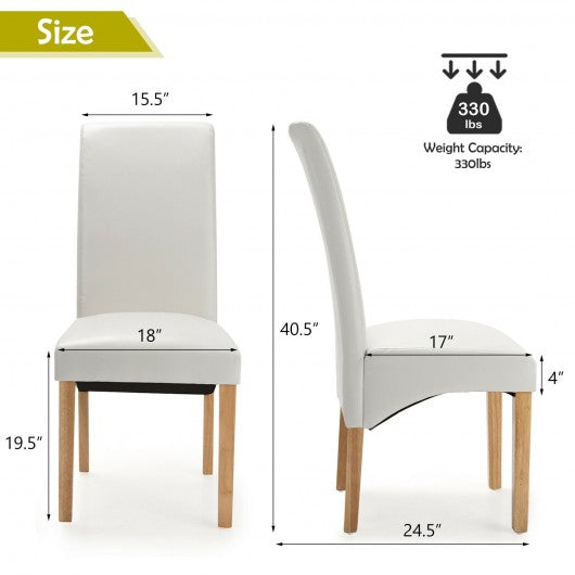 Set of 2 Dining Chairs with Rubber Wood Legs-Beige