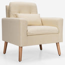 Accent Chair Cushioned Linen Armchair with Waist Pillow Sofa Chair-Beige