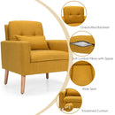 Accent Chair Cushioned Linen Armchair with Waist Pillow Sofa Chair-Yellow