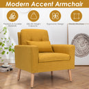 Accent Chair Cushioned Linen Armchair with Waist Pillow Sofa Chair-Yellow