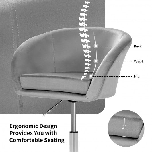 360 Degree Swivel Makeup Stool Accent Chair with Round Back and Metal Base -Gray