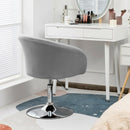 360 Degree Swivel Makeup Stool Accent Chair with Round Back and Metal Base -Gray