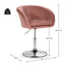 360 Degree Swivel Makeup Stool Accent Chair with Round Back and Metal Base -Pink