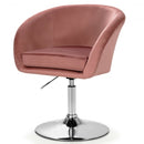 360 Degree Swivel Makeup Stool Accent Chair with Round Back and Metal Base -Pink