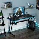 47.5 Inch Z-Shaped Computer Gaming Desk with Handle Rack-Blue