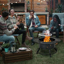 32 Inch Outdoor Wood Burning Fire Pit with Adjustable and 360°Swivel BBQ Grate