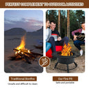 32 Inch Outdoor Wood Burning Fire Pit with Adjustable and 360°Swivel BBQ Grate