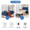 Folding Ottoman Sleeper Bed with Mattress for Guest Bed and Office Nap-Blue