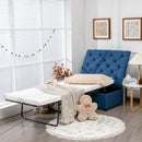 Folding Ottoman Sleeper Bed with Mattress for Guest Bed and Office Nap-Blue