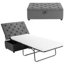 Folding Ottoman Sleeper Bed with Mattress for Guest Bed and Office Nap-Gray