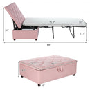Folding Ottoman Sleeper Bed with Mattress for Guest Bed and Office Nap-Pink