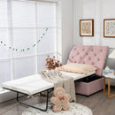 Folding Ottoman Sleeper Bed with Mattress for Guest Bed and Office Nap-Pink