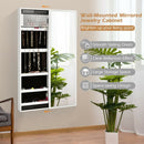 Wall Mounted Jewelry Full-Length Mirror Slide Cabinet Armoire-White