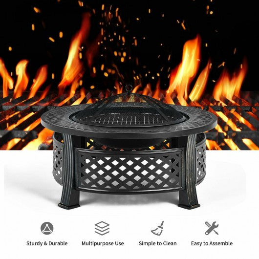 Outdoor Fireplace with BBQ Grill and High-temp Resistance Finish