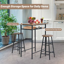 3 Pieces Bar Table Set with 2 Stools-Dark Walnut