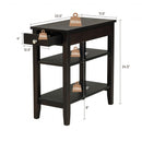 3-Tier Side End Table with Drawer Double Shelf-Brown