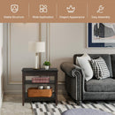 3-Tier Side End Table with Drawer Double Shelf-Brown