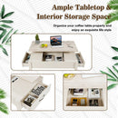 47" Lift Top Coffee Table with Hidden Compartment and Drawers-White