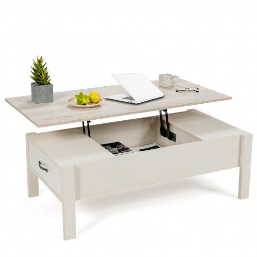 47" Lift Top Coffee Table with Hidden Compartment and Drawers-White