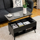31.5" Lift Top Coffee Table with Hidden Compartment and 2 Storage Shelves-Black