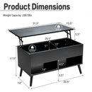 31.5" Lift Top Coffee Table with Hidden Compartment and 2 Storage Shelves-Black