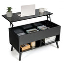 31.5" Lift Top Coffee Table with Hidden Compartment and 2 Storage Shelves-Black