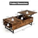 43" Lift Top Coffee Table with Storage Compartment and Metal Frame -Coffee