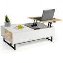 43" Lift Top Coffee Table with Storage Compartment and Metal Frame -White