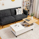 43" Lift Top Coffee Table with Storage Compartment and Metal Frame -White