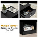 2 Pieces Nightstand with Storage Drawer and Cabinet-Black