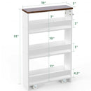 Rolling Kitchen Slim Storage Cart Mobile Shelving Organizer with Handle-White