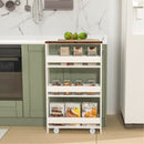 Rolling Kitchen Slim Storage Cart Mobile Shelving Organizer with Handle-White