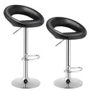 Set of 2 Bar Stools Adjustable PU Leather Swivel Chairs-Black
