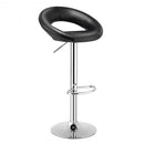 Set of 2 Bar Stools Adjustable PU Leather Swivel Chairs-Black